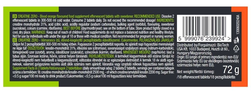 Creatina Zero comprimidos Efervescentes