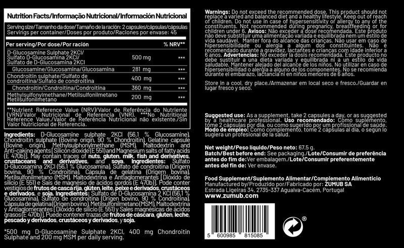 Glucosamina e Condroitina com MSM